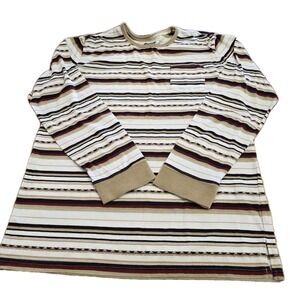 Earthbound Trading Company Striped Long Sleeve Pocket Tee Size Large